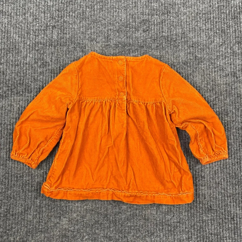 Gymboree Girls Orange Corduroy Embroidered Bird Floral Tunic Top 18-24 Months